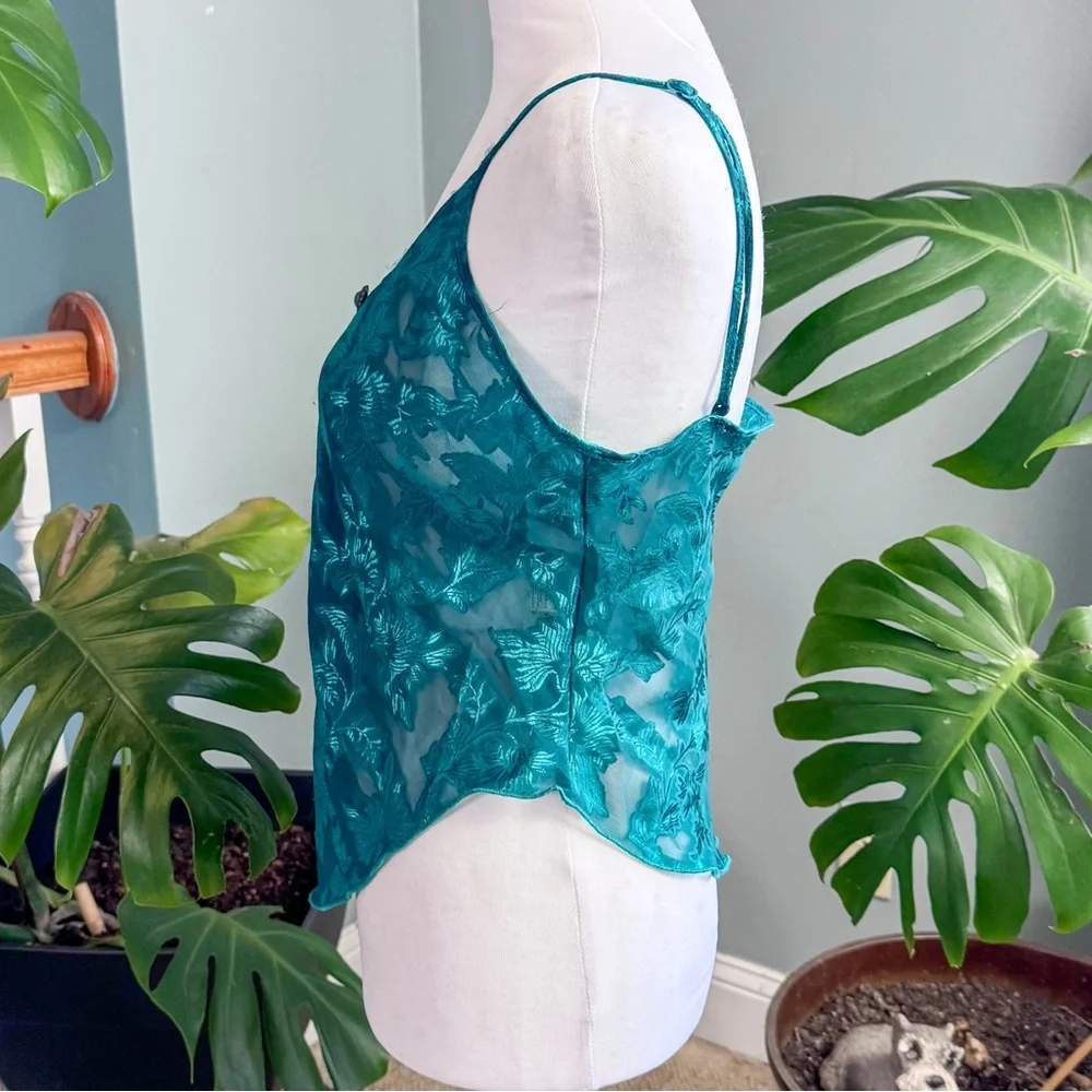 Elegant Teal Floral Lace Women's Top